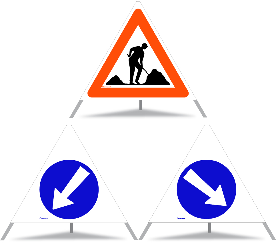 Triopan Faltsignal Baustelle + Hindernis umfahren, 90 cm