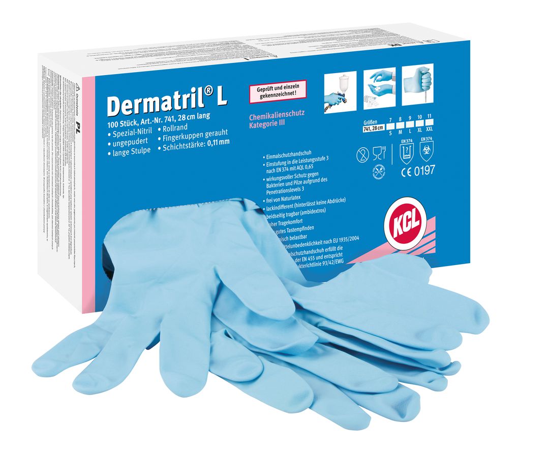 Honeywell KCL Dermatril 741 Einweg-Schutzhandschuhe Nitril, Gr. 9 (L)