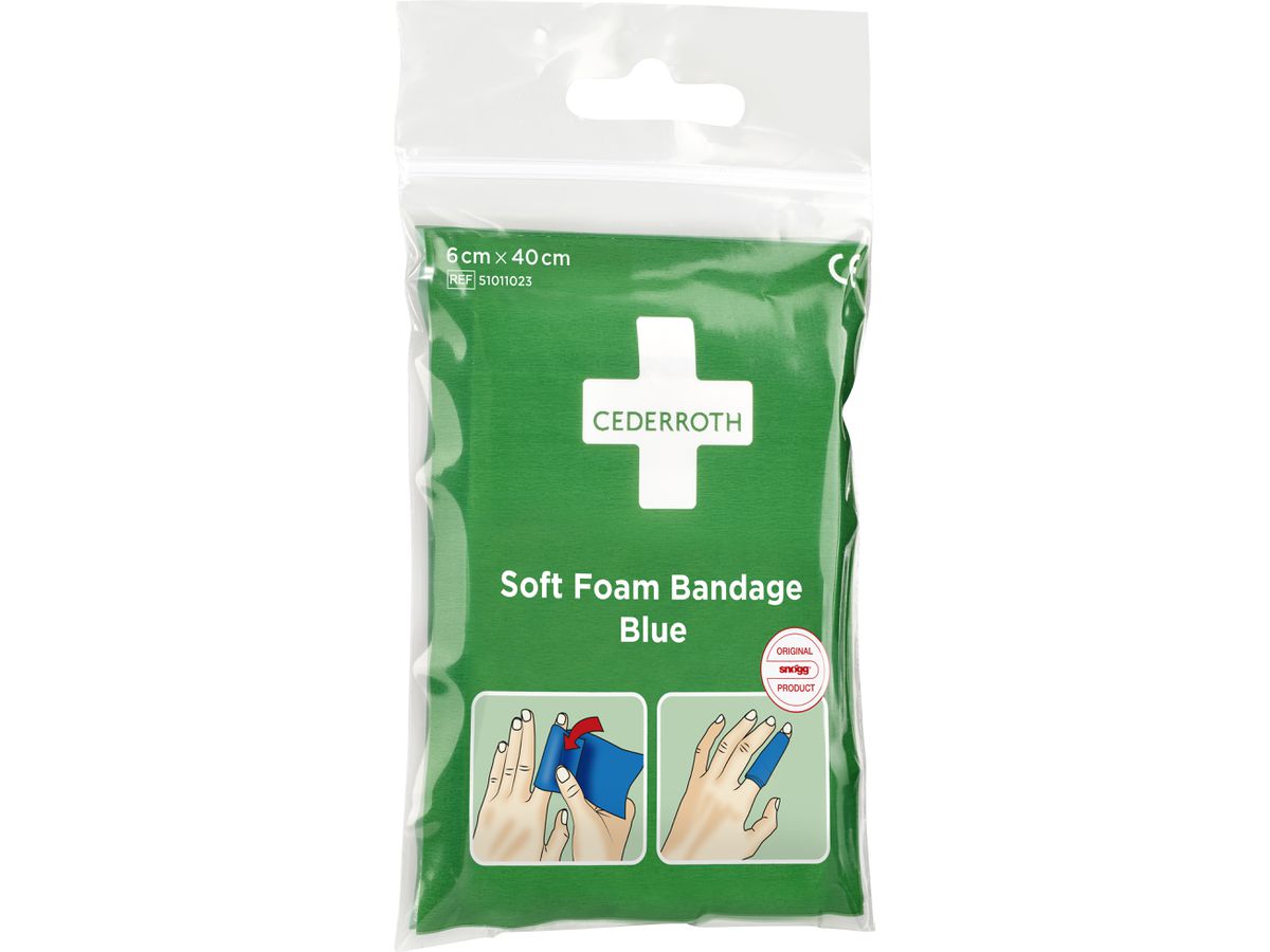 Cederroth Soft Foam Bandage Blue Pocket Size 40cm x 6cm